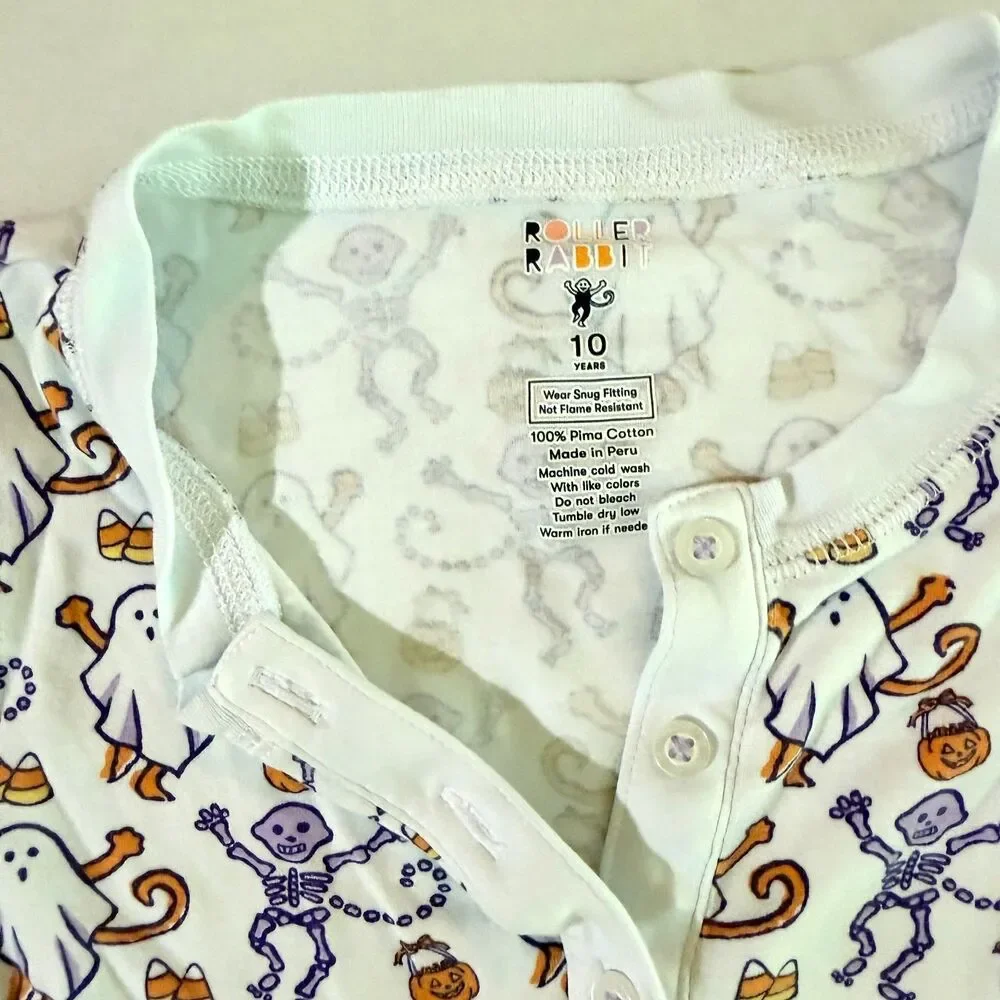 Roller Rabbit, Trick or Treat Halloween Monkey Print Pajama Set kids 10 Seasonal